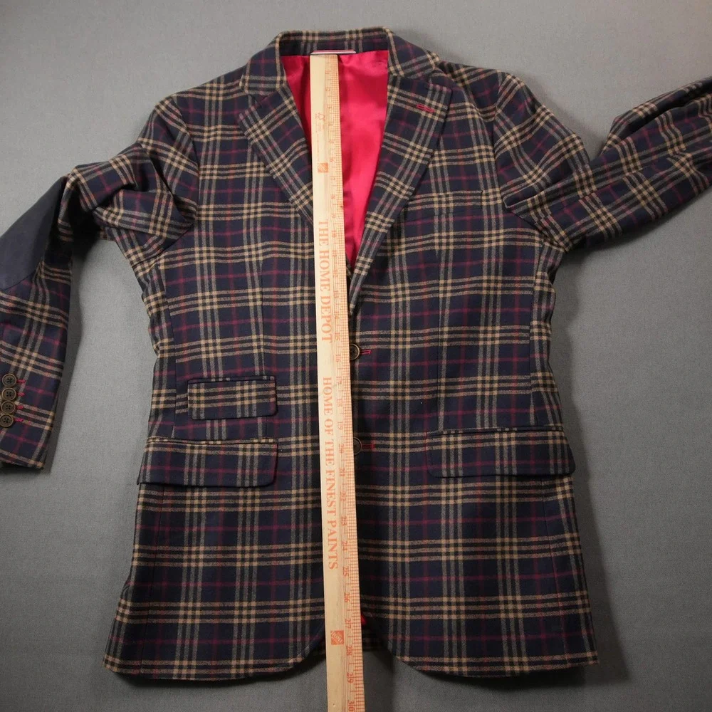 Collegiate Italian Elbow Patch Plaid El Ganso Subalpino Men Blazer Jacket EUR 46